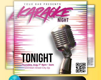 Szablon ulotki na wieczór karaoke: edytowalny projekt Canva (pobranie cyfrowe)