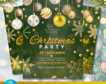 Szablon ulotki na imprezę świąteczną: edytowalny plakat na wydarzenie świąteczne (projekt do pobrania cyfrowego)
