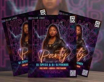 Szablon ulotki na imprezę hiphopową: edytowalna promocja wydarzenia klubowego (do pobrania cyfrowego)