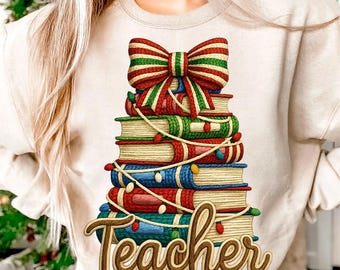 Faux Yarn Art Teacher Christmas Tree PNG, Christmas Latch hook png, Christmas teacher png, Merry Teacher png design, Trendy Teacher png
