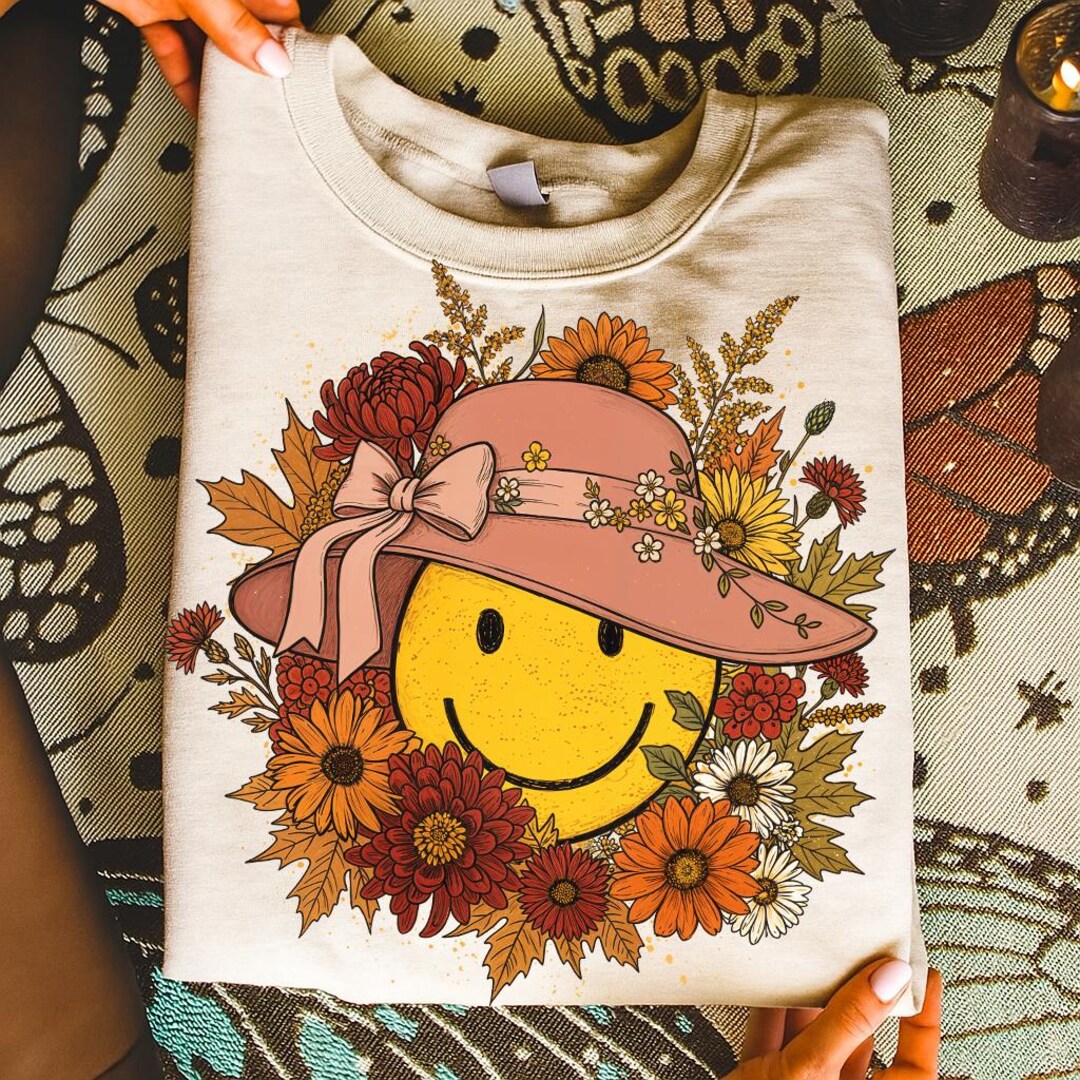 Fall Smiley Face Png, Fall Png, Fall Hat Sublimation Png, Thanksgiving ...