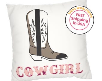 Cowgirl Boot Pillow Cowgirl Pillow Cover Kids Bedroom Western Theme Bedding for Girls Western Throw Pillow