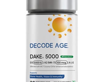 DAKE 5000 IU D3 K2 Supplement with A E MCT Oil (30 Capsules)