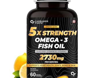 Olio di pesce Omega-3 5 volte più potente, 2730 mg, con vitamine A, D ed E - Gusto limone