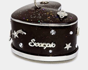 Hand-Painted Scorpio Jewelry Box – Celestial Heart Trinket Dish