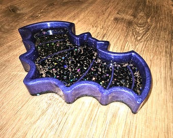 Midnight Flight — Goth Bat Jewelry Dish & Crystal Holder