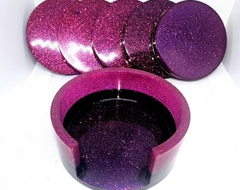 Gradient Pink/ Purple  Sparkling Coaster Set of 5