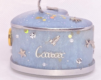 Hand-Painted Cancer Zodiac Jewelry Box – Celestial Heart Trinket Dish