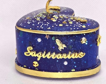 Sagittarius Jewelry Box – Hand-Painted Celestial Resin Keepsake
