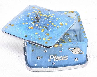Handcrafted Pisces Resin Jewelry Box, Celestial Moon Stars Vanity Decor