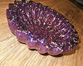 Dark Pink Glitter  Resin Trinket Bowl