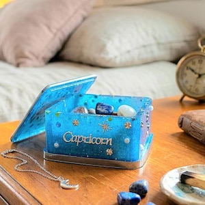 Hand-Made Capricorn Jewelry Box – Celestial Heart Trinket Box, Gift for Her- Vanity Decor