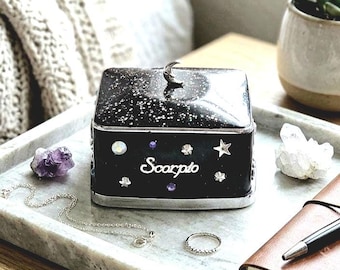 Hand-Painted Scorpio Jewelry Box – Celestial  Trinket Dish
