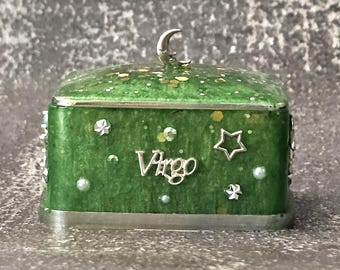 Hand-Painted Virgo Jewelry Box – Celestial Heart Trinket, Custom Astrology Gift