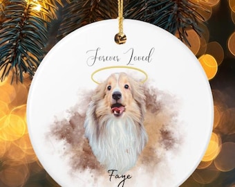 Custom Forever Loved Pet Ornament Dog Remembrance Gift Pet Memorial Christmas Decoration Dog Photo Keepsake Memorial Ornament Pet Memorial