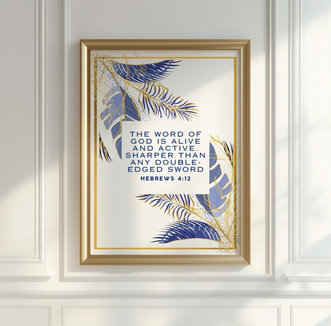 Scriptural Art Hebrews 4:12 Bible Verse Wall Art, Modern Scriptural Art, Wall Art ...