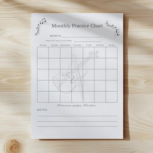 Music Lesson Violin Planner Instrument Practice Chart Band Student Daily Tracker Teacher Monthly Calendar Log Voice Sheet Digital Download