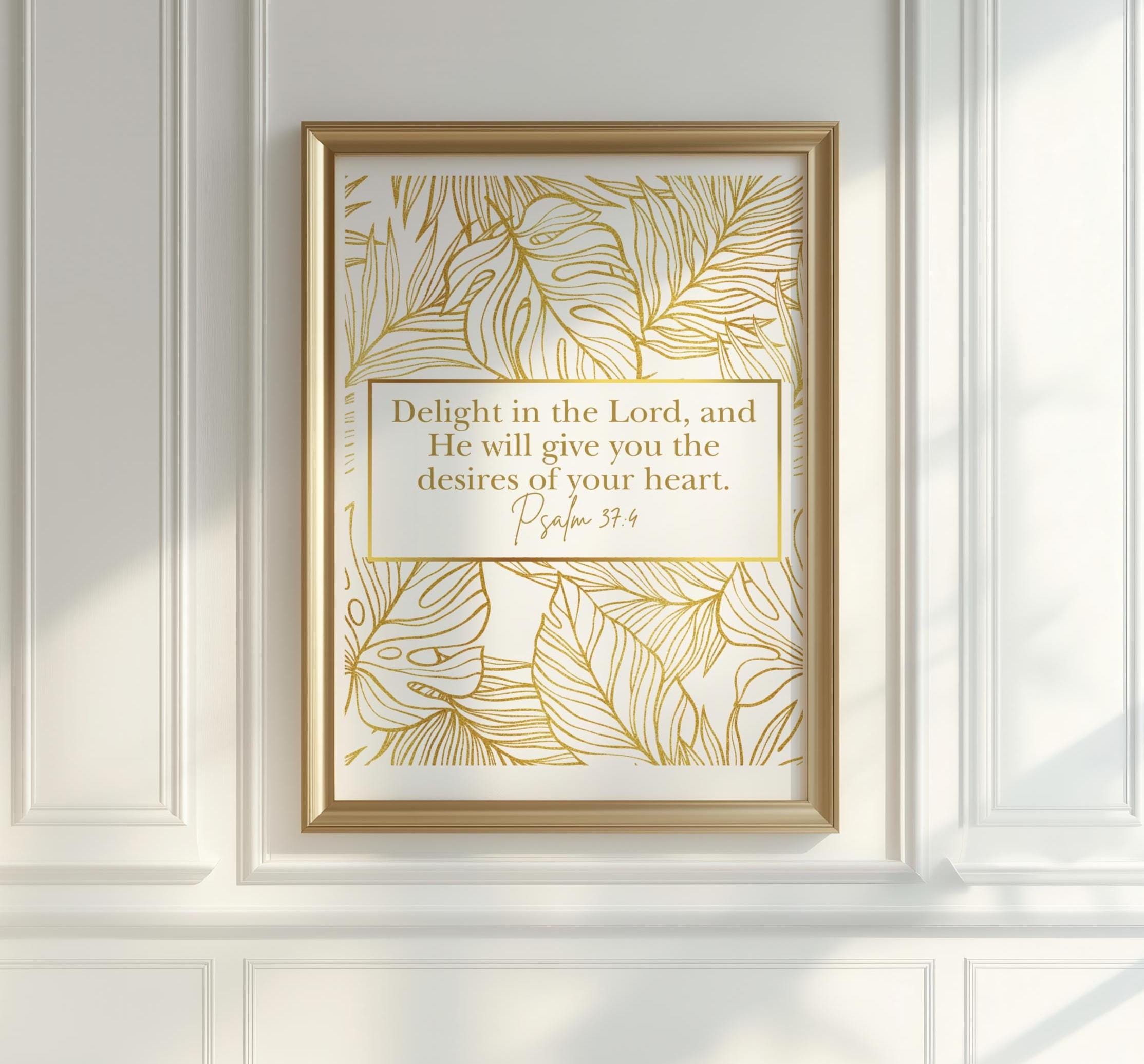 Scriptural Art Psalm 37:4 Bible Verse Wall Art, Modern Scriptural Art, Wall Art ...