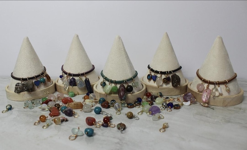 Reiki charged natural crystal charm bracelets