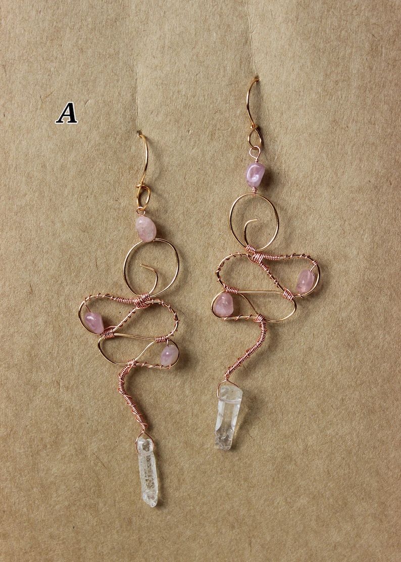 Handmade wire-wrapped crystal earrings