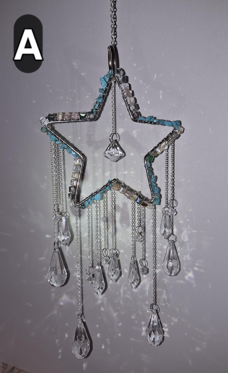 Star-shaped crystal and glass suncatcher