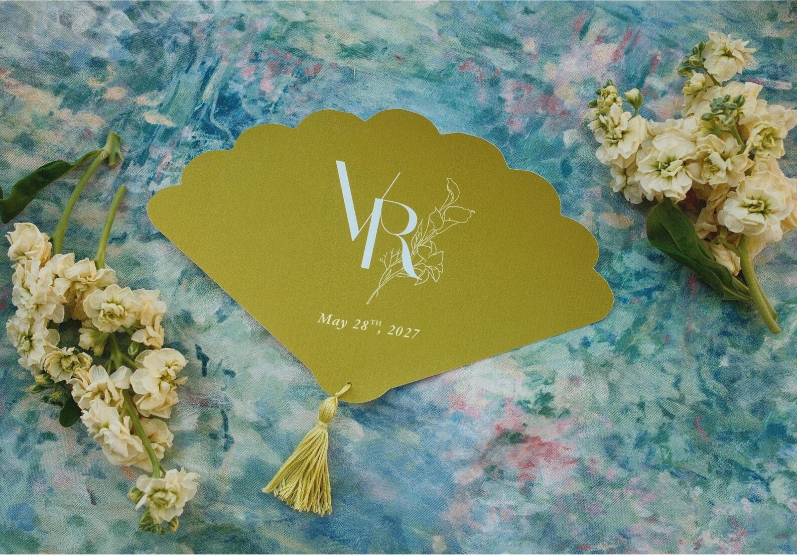 Custom Wedding Fan With Venue Illustration | Personalized Ceremony Fan ...