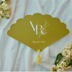 Abanico de boda personalizado con ilustración del lugar / Abanico de ceremonia personalizado / Abanico de boda personalizado para el lugar / Boda de verano / Abanico de boda de mano