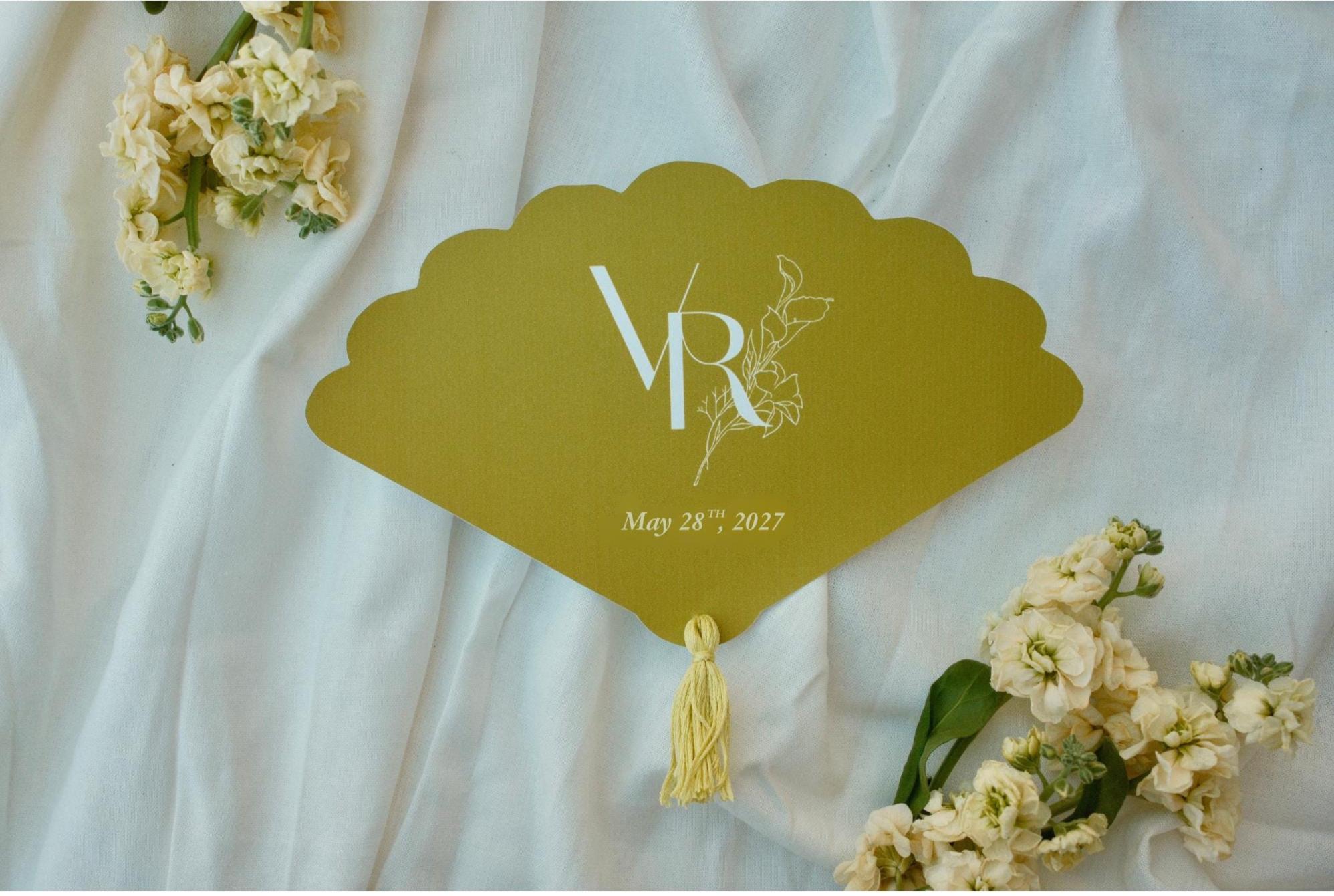 Custom Wedding Fan With Venue Illustration | Personalized Ceremony Fan ...