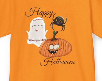 T-shirt Halloween en coton pour enfants, araignée, fantôme, citrouille