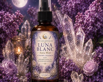 Luna Blanc - Crown Chakra Aura & Room Mist | Fresh-Foraged Lilac | Clear Quartz Crystal | Moonlight Collection | Loon Lake Apothecary