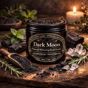 Dark Moon Charcoal Whitening Tooth Powder | Natural Brightening, Fluoride Free Oral Care