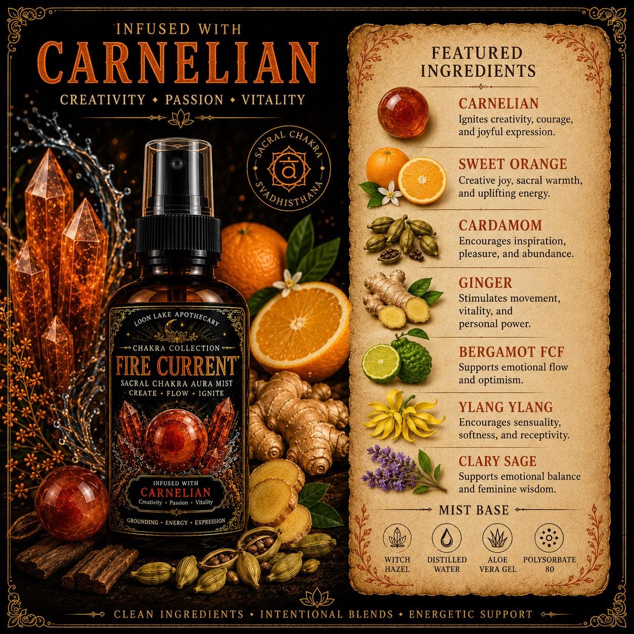 Fire Current Aura Mist | Sacral Chakra Spray | Sweet Orange