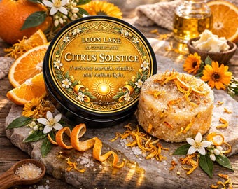 Barra Esfoliante de Açúcar Citrus Solstice - Esfoliante de Açúcar Ritual em Lata Reutilizável 56 g - Orgânico