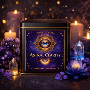 Astrale helderheid derde-oogchakra-thee, biologische losse bladmix (2 of 3 oz blikje)