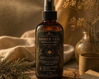 Amber Veil - Meditation Mist - Meditation and Grounding Spray - 4 oz. Glass Bottle Room Spray