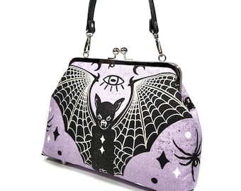 Gothic Purse, Bat Spider & Snake Kisslock, Shoulder Bag, Crossbody Bag, Novelty Purse