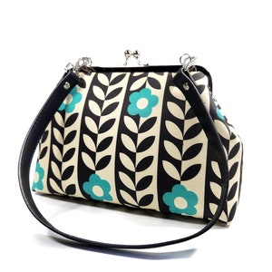 Mod Turquoise Floral Shoulder Bag, Vintage Style Crossbody Bag