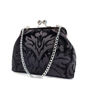 Luxury Brocade Kisslock Clutch Purse, Chenille Evening Bag with Chain, Cute Novelty Purse, Gift for Women