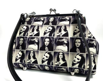 Gothic Ghoul Girl Medium Kisslock Purse Featuring Classic Horror Icons