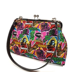 Bride of Frankenstein Horror Monsters Kisslock Purse, Shoulder Bag, Crossbody Bag, Novelty Purse image 2