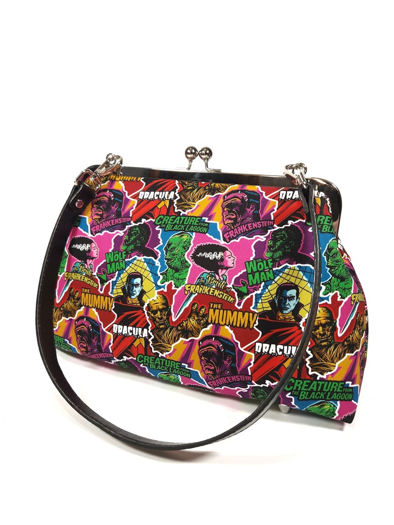 Bride of Frankenstein Horror Monsters Kisslock Purse, Shoulder Bag, Crossbody Bag, Novelty Purse image 2