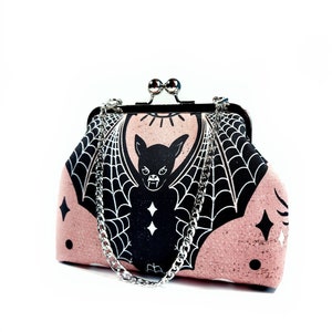 Pochette rose chauve-souris, sac à main Kisslock mode élégant, sac de soirée gothique, sac à main fantaisie, cadeau pour femme