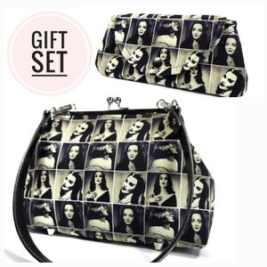 Gothic Ghoul Girl Geschenkset, Kisslock Handtasche und Geldbörse, Vintage Style Crossbody Bag, Goth Neuheit Geldbörse, einzigartiges Geschenk für Frauen