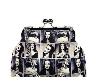 Gothic Ghoul Girl Kisslock Clutch, Evening Bag Featuring Classic Horror Icons