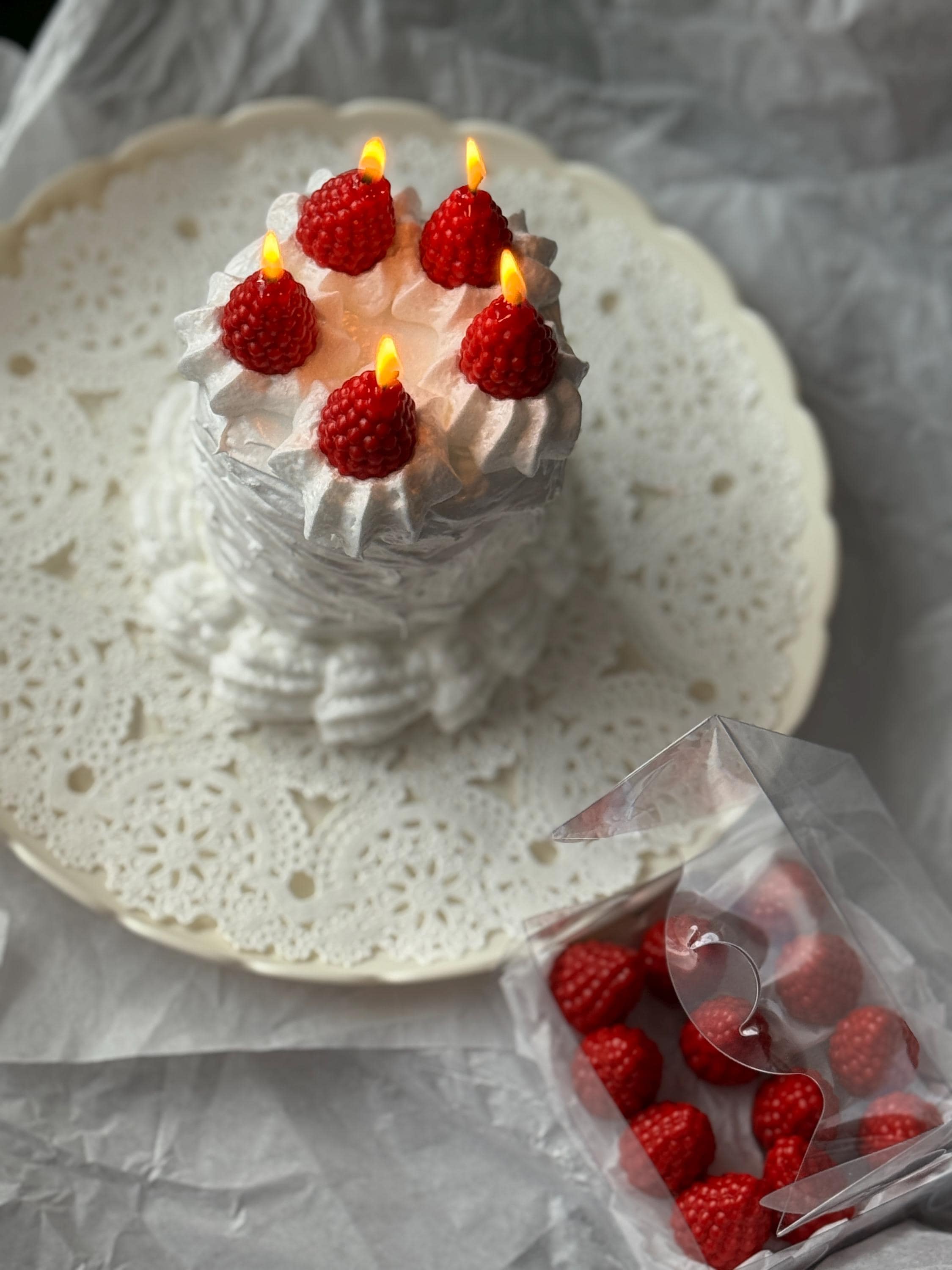 Raspberry Soy Wax Candles – Handmade Dessert Cake Toppers, Set of 12 - Etsy