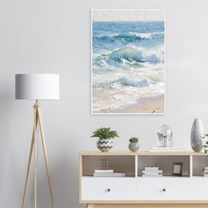 Textured Ocean Waves Canvas Art | Coastal Beach Abstract Painting | Seascape Wall Decor | Nautical Wall Art for Modern Interiors