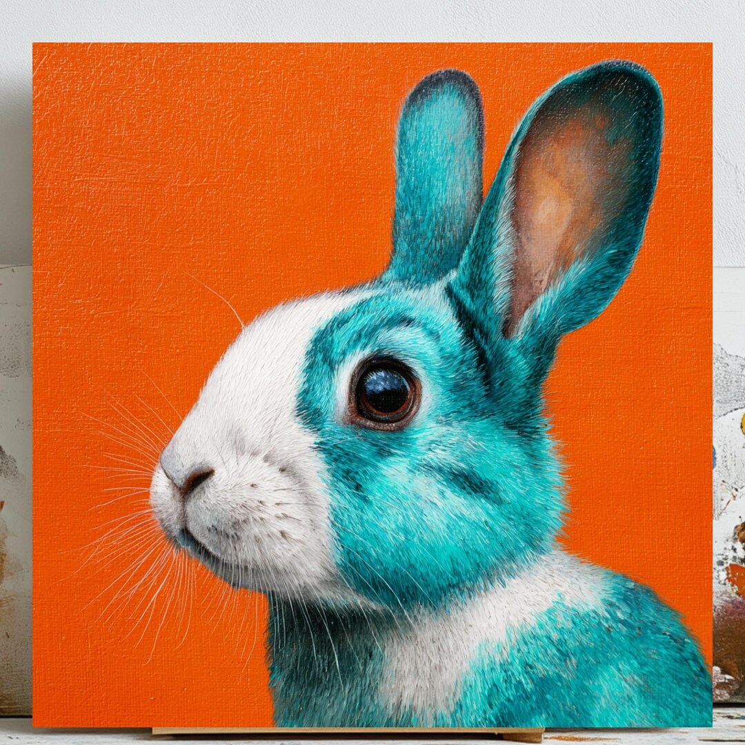 Blue Rabbit Art, Canvas or Poster, Kids Decor, Modern Animal Decor ...