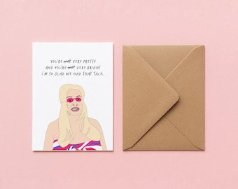 PRINTABLE GREETING CARD - A Cinderella Story digitally hand drawn pop culture greeting card digital download Jennifer Coolidge
