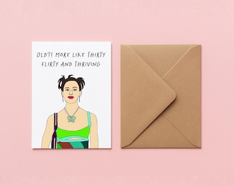 PRINTABLE GREETING CARD - 13 going on 30 digitally hand drawn pop culture greeting card digital download Jenna Rink Jennifer Garner