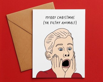 PRINTABLE CHRISTMAS CARD - Home Alone digitally hand drawn pop culture greeting card digital download Kevin McCallister